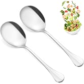 Yuanchu 2 Pcs Large Serving Spoons, Stainless Steel 8 Inch Spoons for Buffet Extra Long Buffet Serving Utensils, Silver Metal Large Spoon Heavy Duty Dishwasher Safe