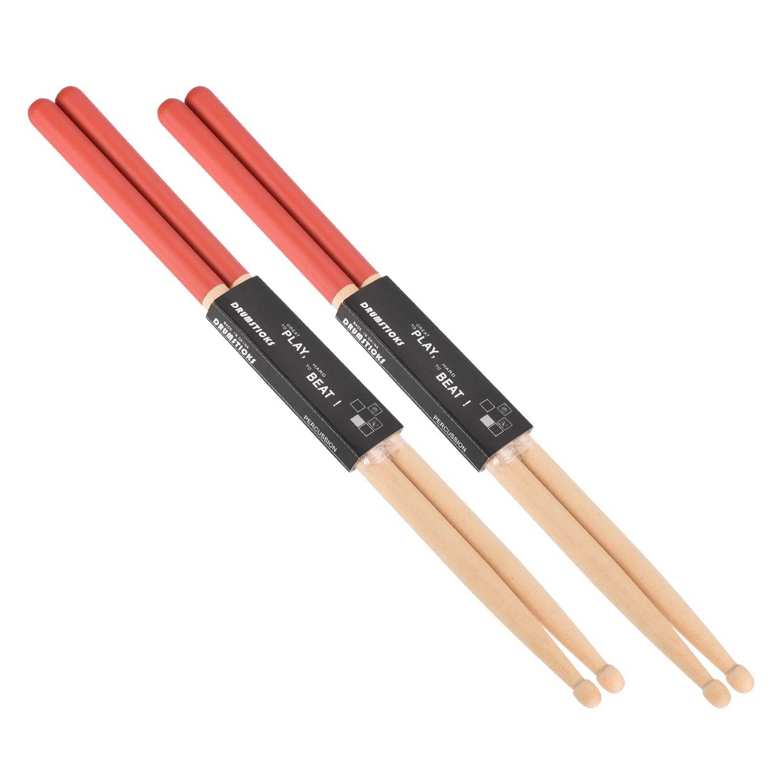PATIKIL Maple Wood Drumstick 7A Anti Slip Handle Grips Drum Stick Red for Drumming Musical Instrument Percussion, 2 Pair