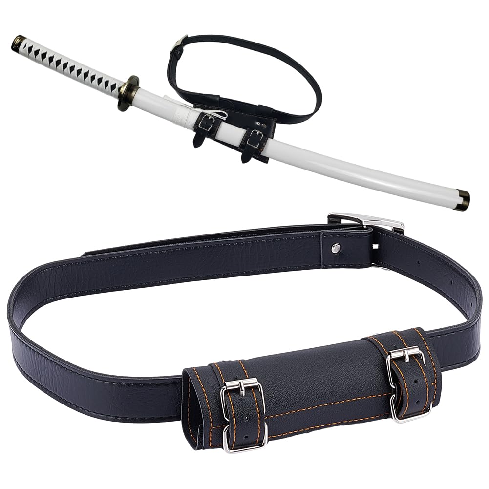 NBEADS Sword Bags, 112x2.6cm PU Leather Belt and 20.7x15.1cm Scabbard Weapons Katana Swords Carry Case Leather Storage Bag Medieval Knight Back Scabbard for Halloween Role Playing Cosplay, Black