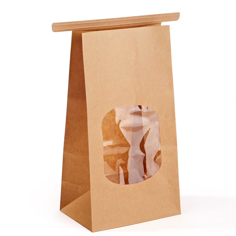 GSSUSA Bakery Bags Paper Treat Bags Resealable Kraft Paper Bags Cookie