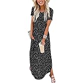 ANRABESS Womens Summer Maxi Dress Short Sleeve Casual Loose Long T Shirt Dresses Split Vacation Beach Sundress Travel Outfits