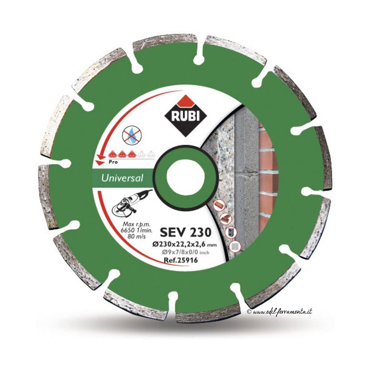 Rubi Diamond General, Obra Segmented, 25916,green,230 mm