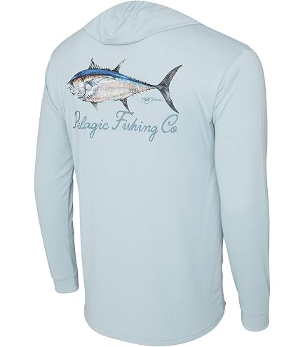 PELAGIC Apparel Men's Aquatek Gunner Hooded Fishing Shirt, Long Sleeve Shirt, UPF 50+ Protection, Water and Stain Repellent, Ultra Soft Feel Black