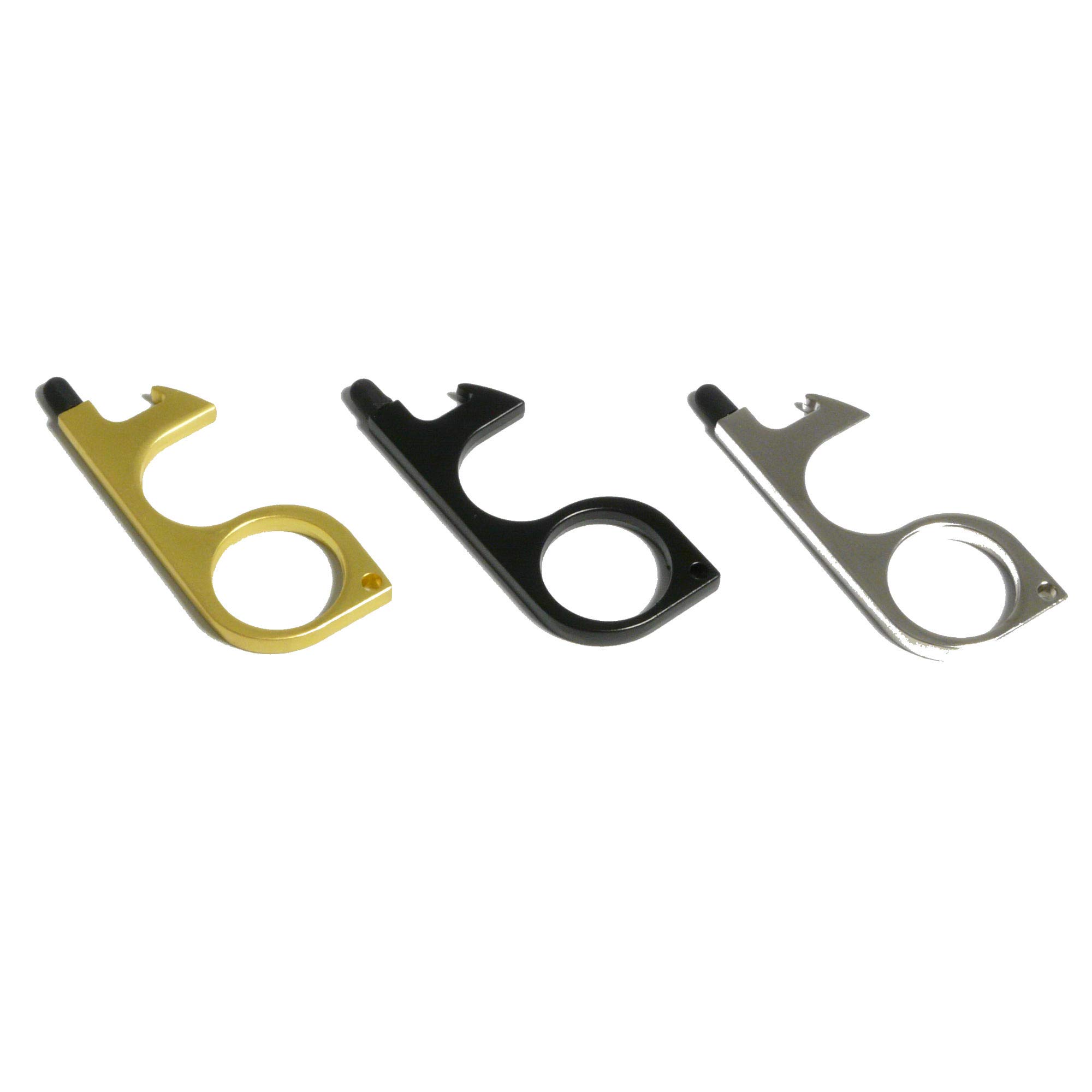 Cardea Contactless Door Opener Tool for Opening Doors Without Hands Key Pads in Public Places - Silver/Black/Gold (4 Pack)