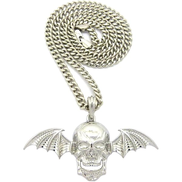 MENS AVENGED SEVENFOLD SKULL FLYING BAT WINGS CHARM PENDANT