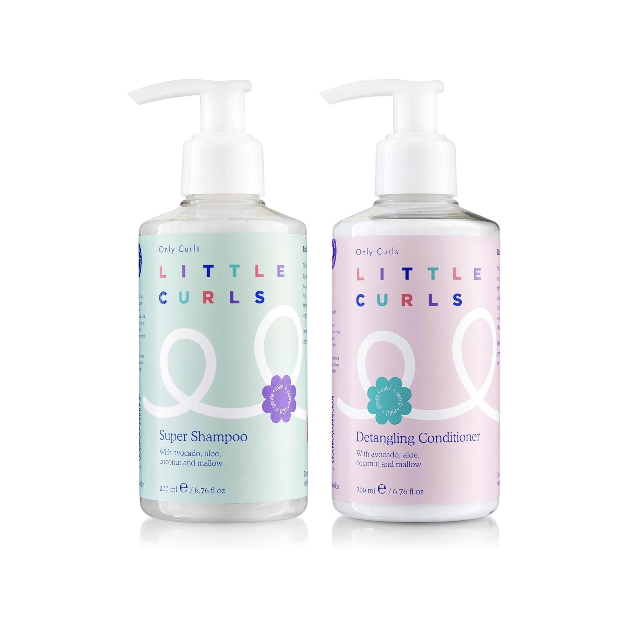Only Curls Little Curls Super Shampoo & Detangling Conditioner, Easy Wash Bundle, Gentle Foaming Formula's, Sulphate & Silicone Free, Gentle & Conditioning, Tear-Free, Mild & Lightweight, 200ml x2