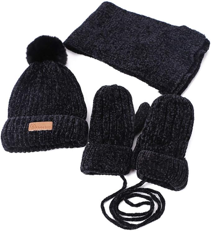 Set Sciarpa Cappello E Guanti Touch Screen Invernale | Unisex Nero | Ideale Per Regali E Attivit&agrave; Fredde