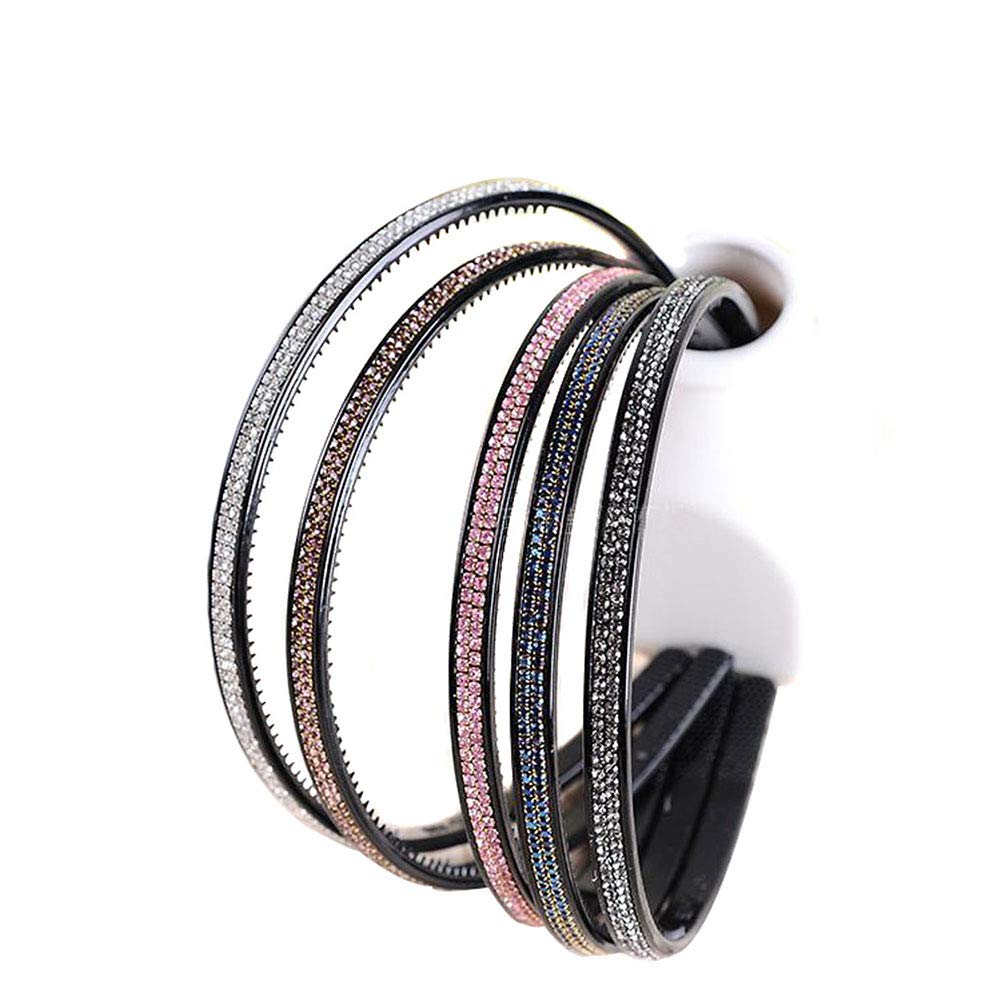 Fodattm 6PCS Fashion Crystal Rhinestone Headband Hairband Women Hair Hoop Headwear Hair Accessories (Double row)