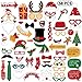 58 PCS Christmas Photo Booth Props Kit, Xmas Selfie Props for Adults Kids Christmas Theme Party Supplies