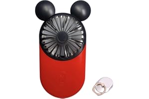 DecoLife Cute Personal Mini Fan, Handheld & Portable USB Rechargeable Fan with Beautiful LED Light, 3 Adjustable Speeds, Portable Holder, Perfect for Indoor Or Outdoor Activities, Cute Mouse