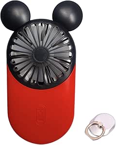 DecoLife Cute Personal Mini Fan, Handheld &amp; Portable USB Rechargeable Fan with Beautiful LED Light, 3 Adjustable Speeds, Portable Holder, Perfect for Indoor Or Outdoor Activities, Cute Mouse