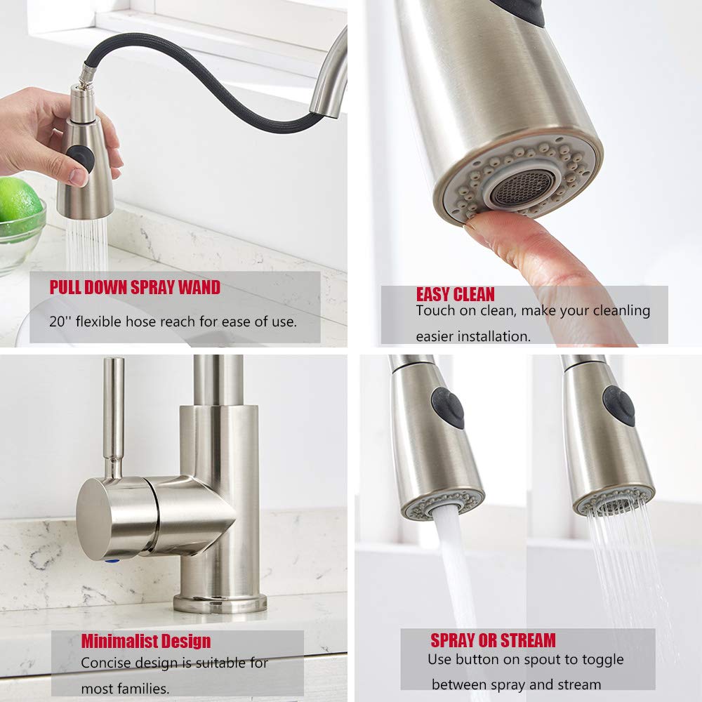 VAPSINT Commercial Single Handle High Arc Lead Free Brushed Nickel Pull