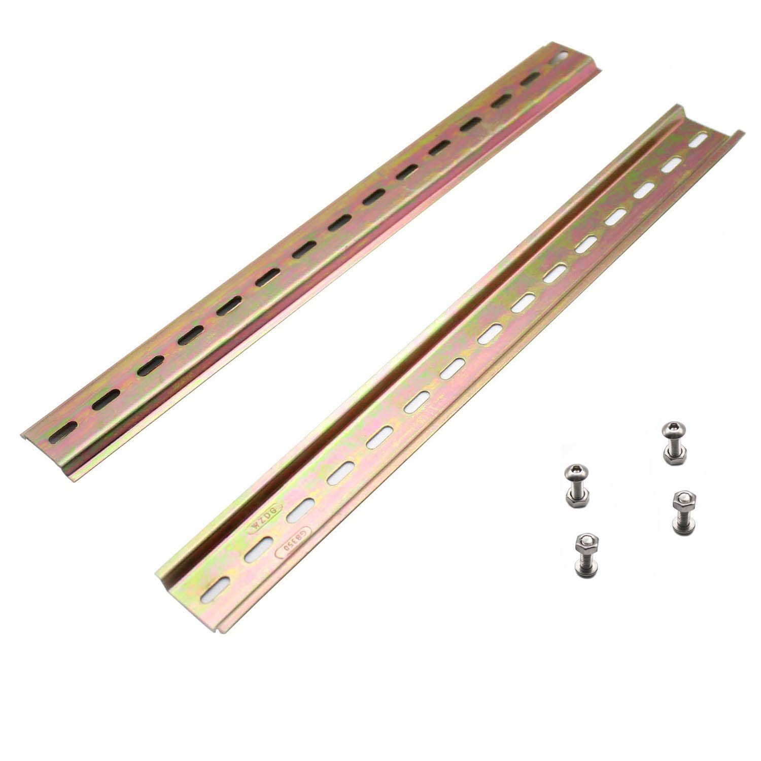 Din Rail, Her Kindness DIN Mounting Rail 35mm Width Slotted Design Steel Rail 11.88in / 300mm Long, for ts35 DIN Rail Terminal Series and Contactor (2pcs)