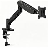 Pivotix Single Monitor Arm Desk Mount, Mechanical Spring, 17-32 Inch, VESA | Single monitor mount with C-clamp/grommet base, VESA monitor mount 75x75/100x100, supports 4.4-19.8 lbs flat/curved screens.