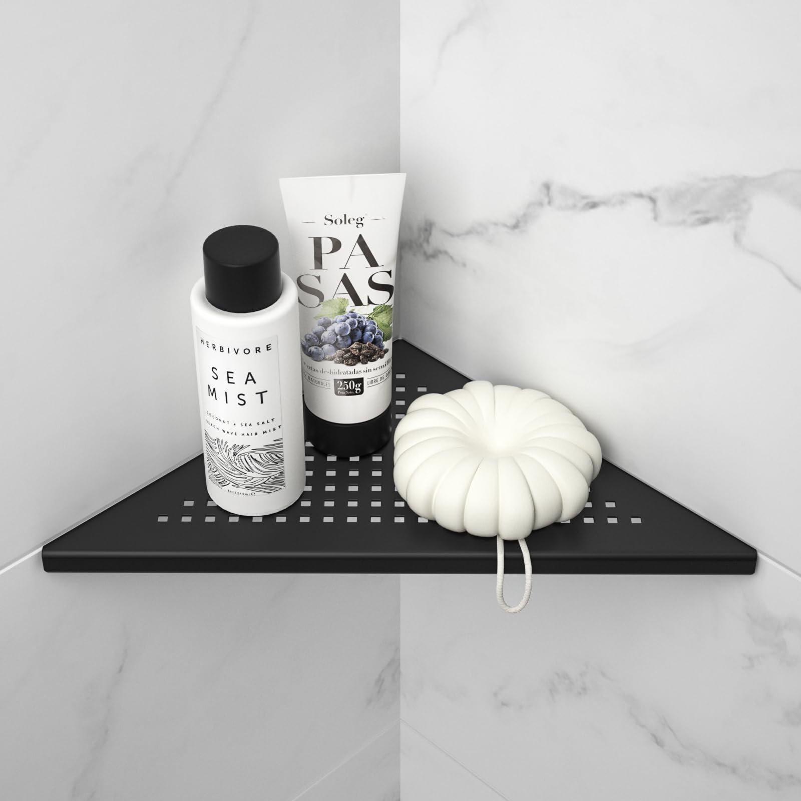 Bernkot 10'' Corner Shower Shelf 304 Stainless Steel Recessed Corner Shelves Slot Design, Bathroom Shower Shelf for Tiled Wall, No Drilling, Matte Black, 1 Pack