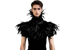 L'VOW Gothic Black Feather Shrug Cape Shawl Halloween Costume for Men