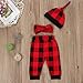 Newborn Baby Boys Girls My First Christmas Bodysuit and Plaid Pants Leggings Headband Hat 4pcs Christmas Outfits Set (Black 1, 70 (0-6 Months))