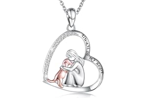Sterling Silver Dog Necklace for Girls - Always in My Heart Pendant Puppy Mother Day Jewelry Gift for Mom Dog Lover