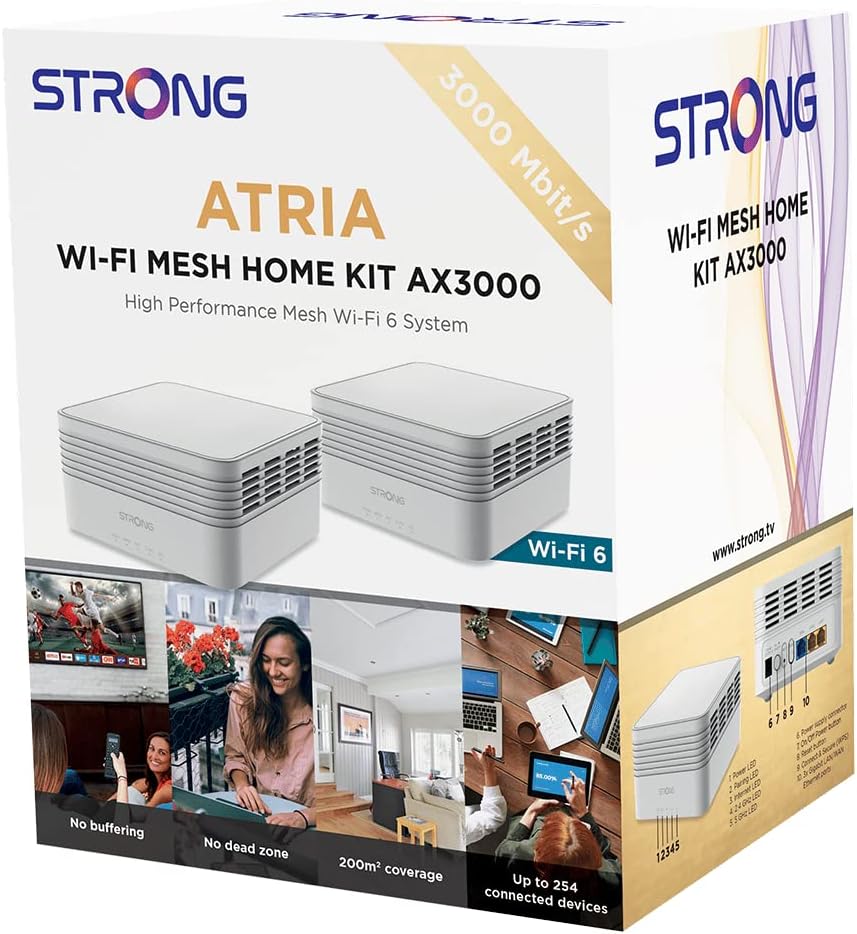 STRONG ATRIA AX3000 Mesh WiFi 6 System 2 Pack 3300sqft 170 Devices Gigabit Ports