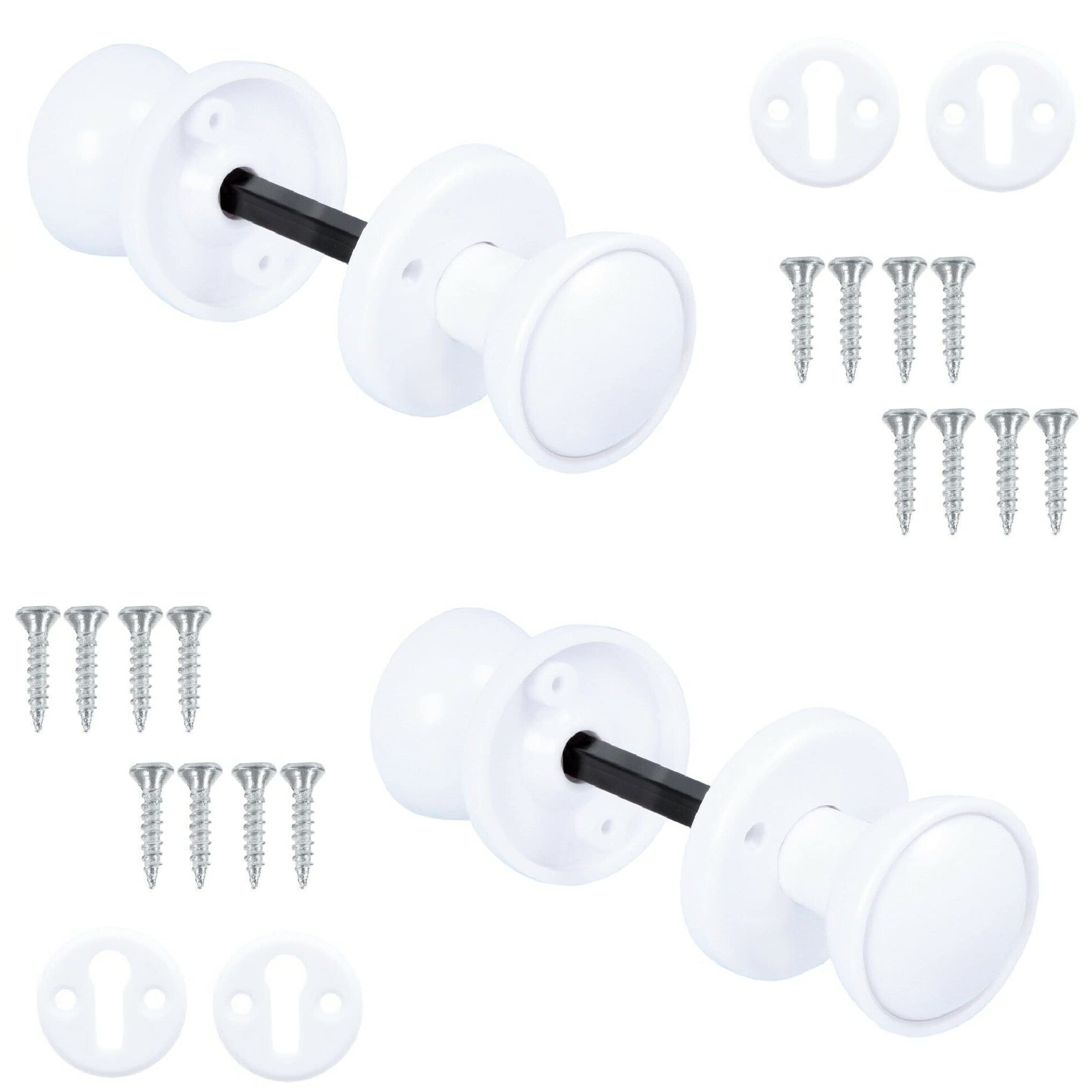 TERF® White Plastic Mortice Rim Knob Set Rim Lock Door Knob Handle Including Fixing Screws for Cupboard Cabinet Door Knob Set use with Rim Sashlocks or as Mortice Knobs - Pack of 2