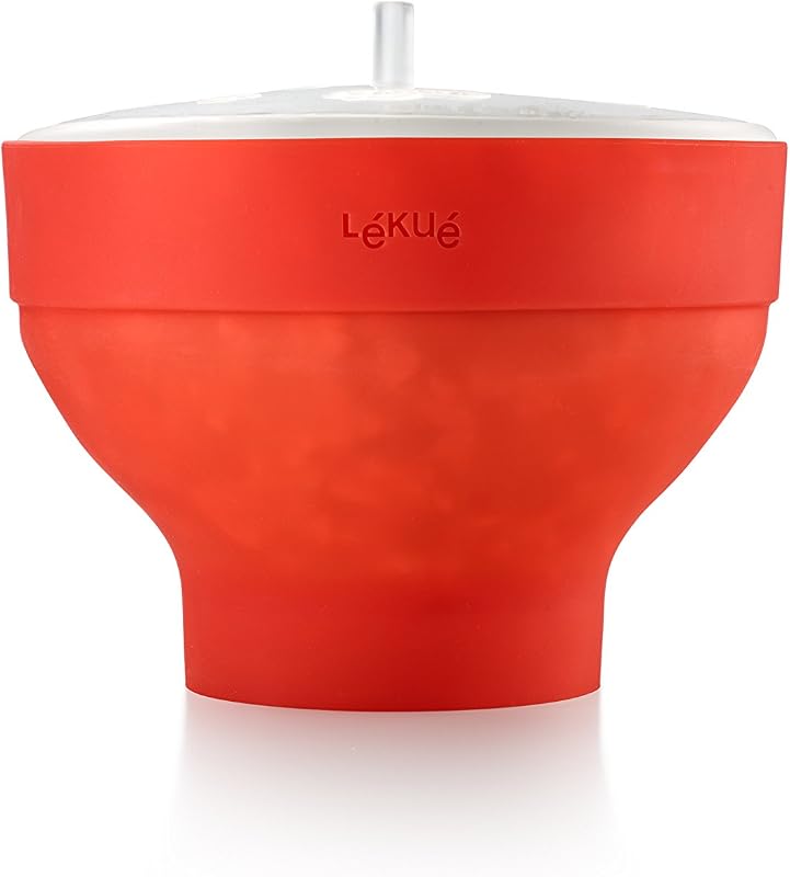 Bol colapsable para cocinar palomitas caseras, silicona Rojo, 2800 ml