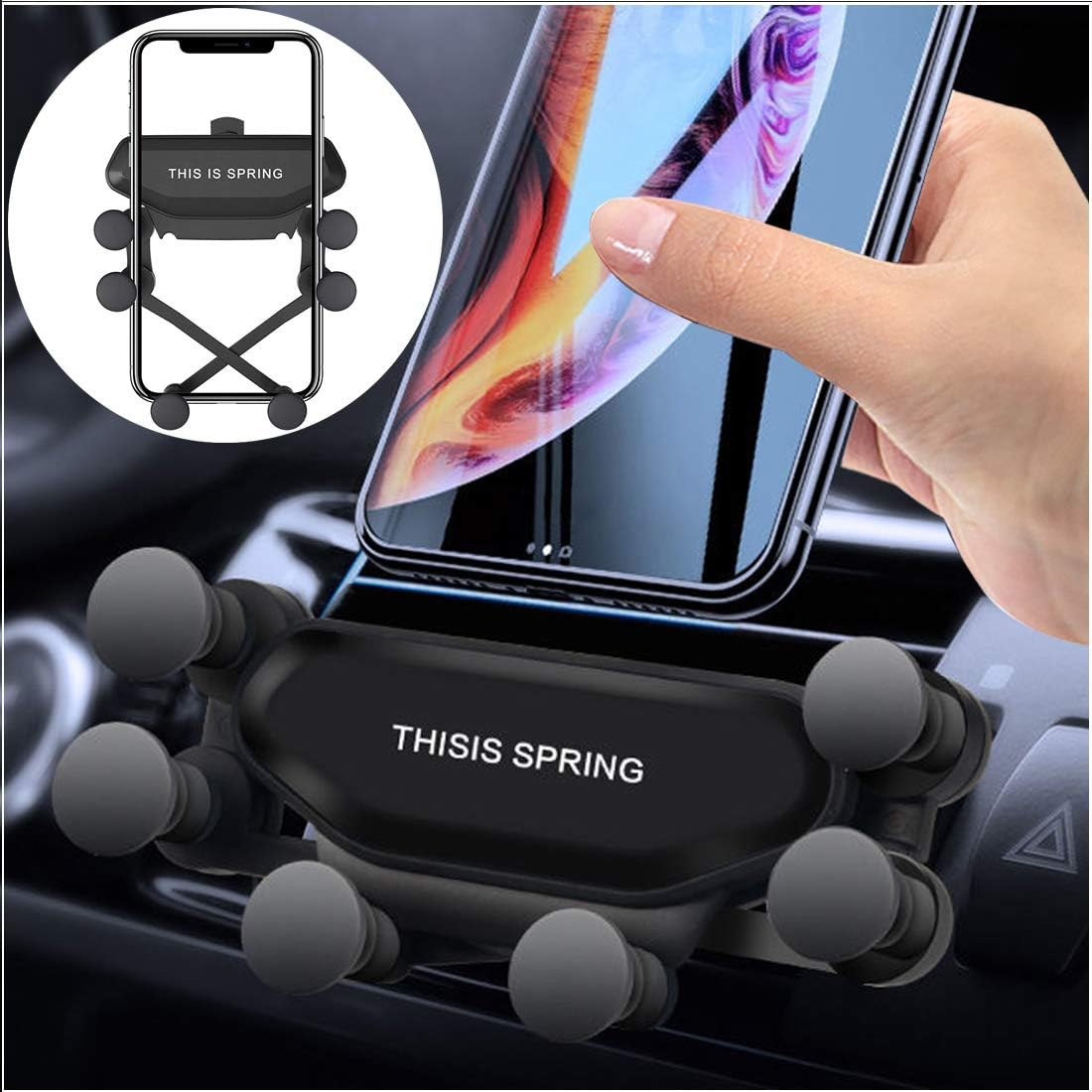 [Upgraded Version] Tamoria Car Phone Mount Gravity, Smart 7 Point Linkage Gravity Air Vent Phone Mount Auto-Clamping Universal Holder Compatible with 4.7-6.5" iPhone Xs MAX Samsung Android Smartphone