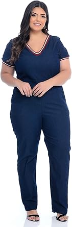 macacão jeans longo plus size