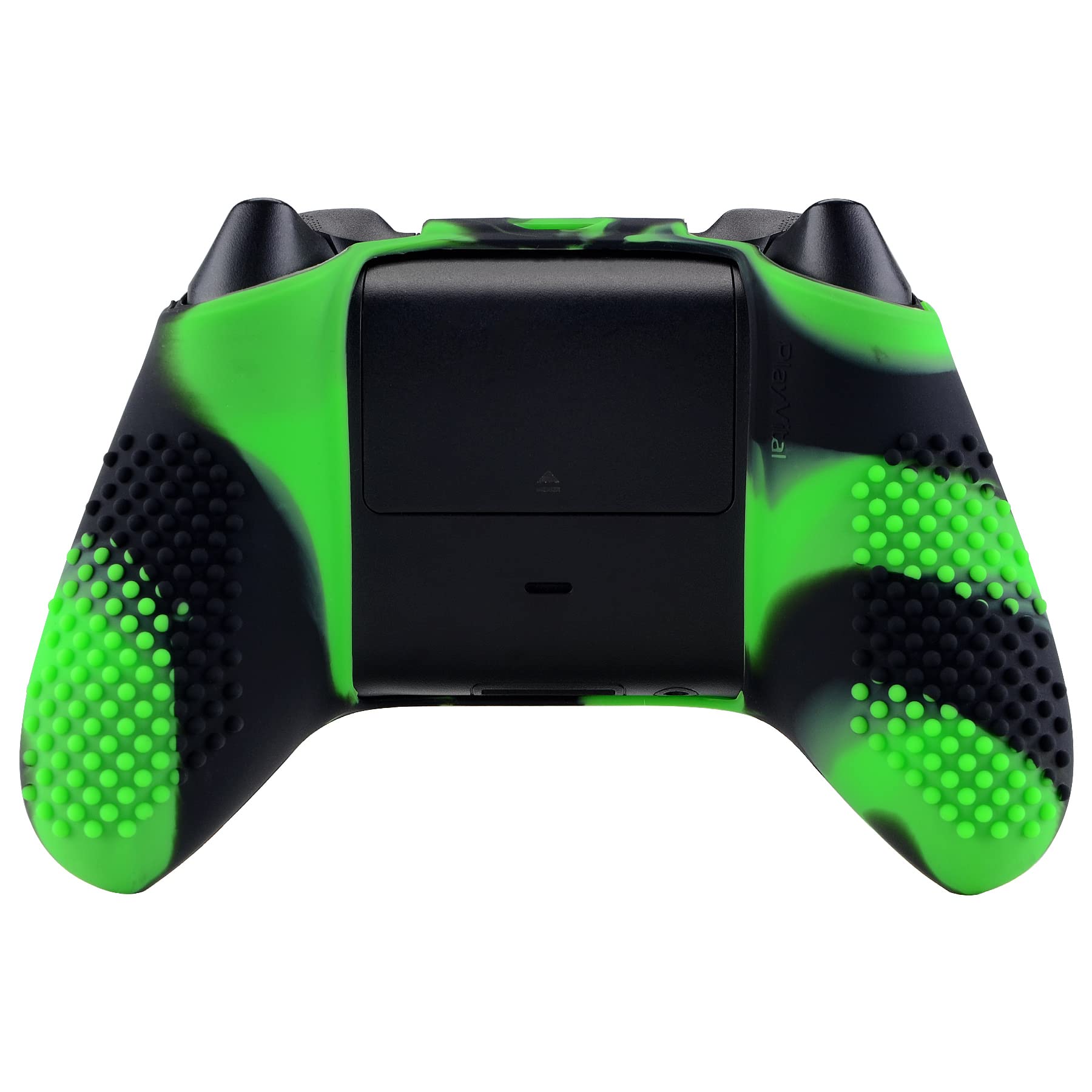 eXtremeRate PlayVital 3D Studded Edition Anti-Slip Silicone Cover Skin for Xbox Series X/S Controller, Soft Rubber Case Protector for Xbox Core Wireless Controller with Thumb Grip Caps - Green & Black