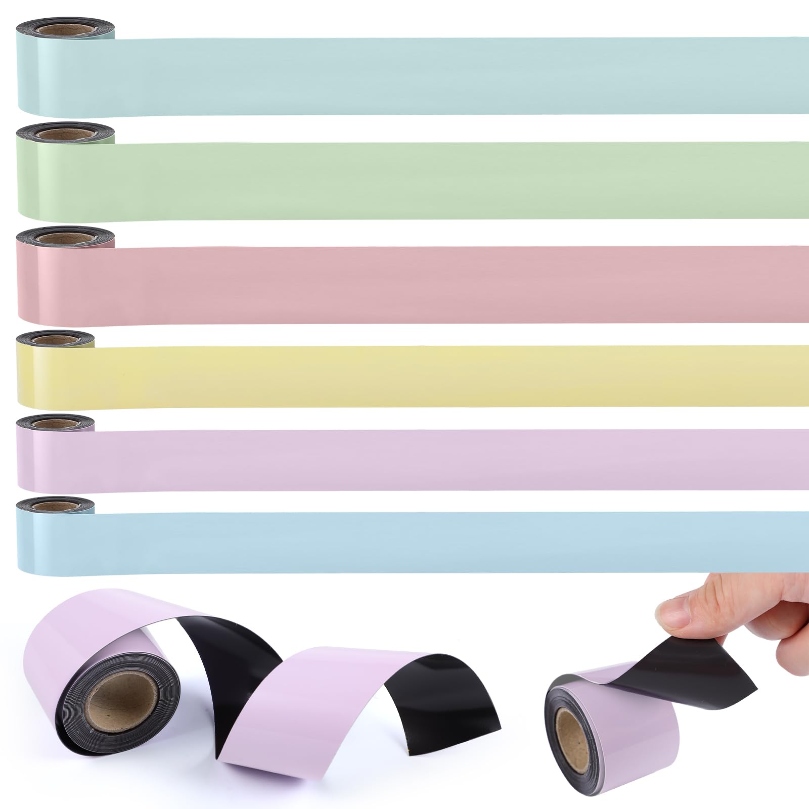 Photo 1 of Fuyoooo 6 Pcs 49 ft Magnetic Borders for Classroom Pastel Bulletin Board Borders Magnetic Die Cut Border Trim Pastel Rainbow Wall Decals Border for School Classroom Offices Home Boards