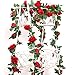 Y wang 3Pack (23.5 Feet) Artificial Flowers Vines Fake Rose Garland for Home Hotel Wedding Party Garden Craft Art Decor Red