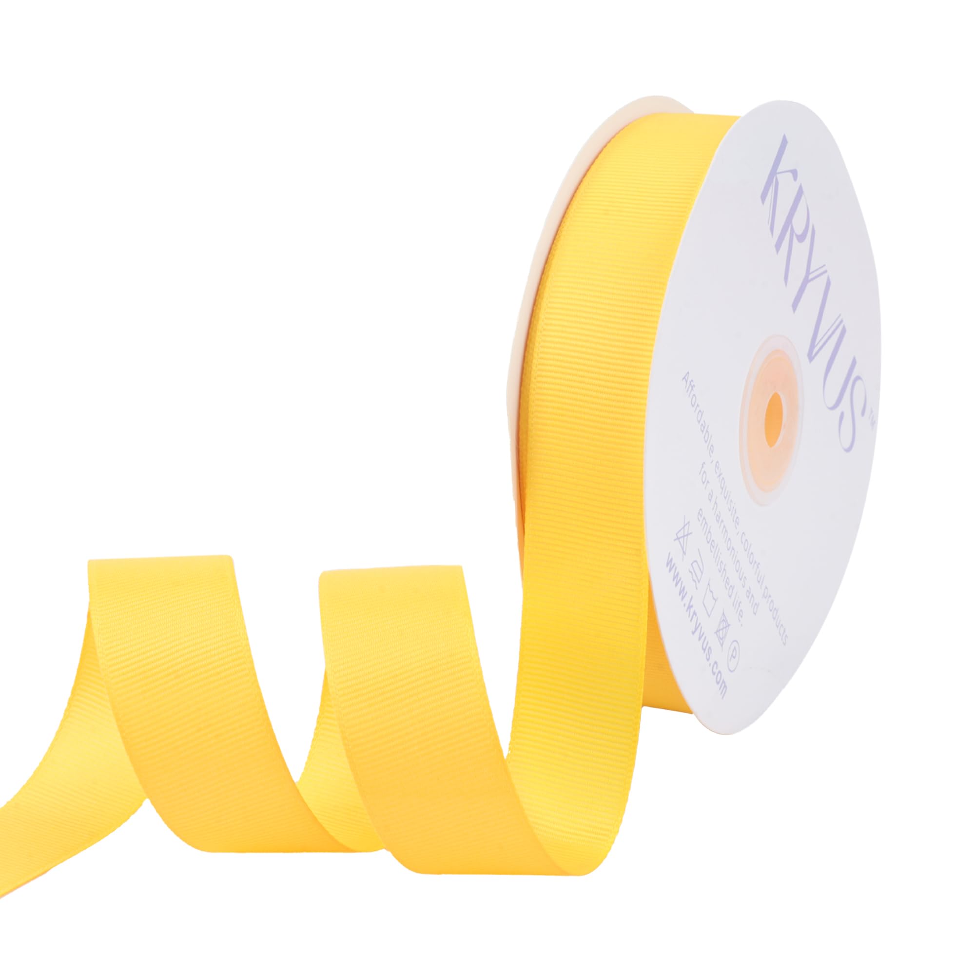 Kryvus Grosgrain Ribbon, Maize Yellow Ribbon 25mm x Continuous 45 Metres, Maize Yellow Grosgrain Ribbons Perfect for Gift Wrapping, Crafts, Sewing, Wedding Decor, DIY Hair Accessories and More
