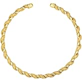 BROCC Gold Chunky Choker Necklace for Women 14K Gold Plated Bold Statement Necklace Open Thick Striped Flat Snake African Collar Exaggerated Choker Jewelry for Women