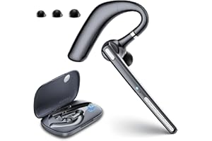 COTOE Bluetooth Headset V5.3, Wireless Earpiece with 500mAh Charging Case Hand-Free Headphones Noise Canceling Mic for Office/Driving/Business