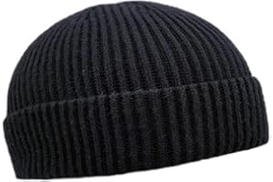 NYSJ Unisex Brimless Knitted Beanie Above Ears Fashion Fisherman Skull Cap Hat for Men Women