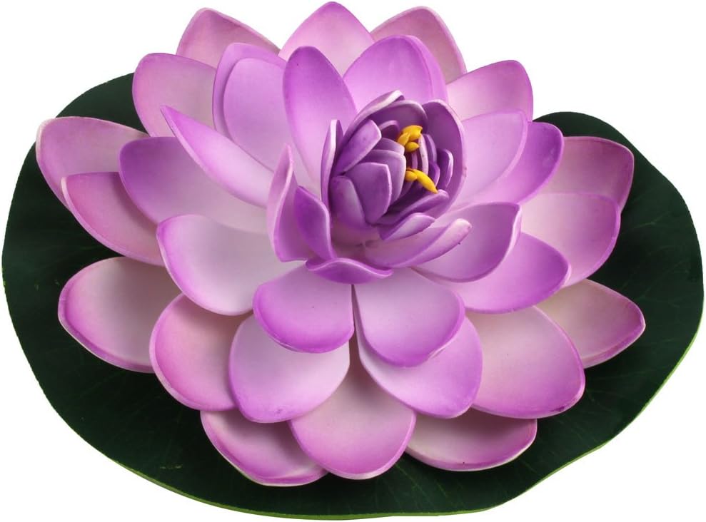 uxcell aquarium fish bowl artificial floating lotus underwater flower plant ornament green purple pet supplies aquarium decor uni tankers dk