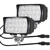 JASLITE 2 Pack Heavy Duty 4x6 in 45W LED Truck Work Light IP67 Waterproof | 12V 24V Rectangular Flood Offroad Fog Light with DT Connector for Tractor, ATV, UTV, Boat, Mower,5500 Lumens