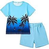 KIMI BEAR Boy Clothes Kids Boy's Summer Outfits Shorts Sleeve Crewneck T Shirt Tops Tees Shorts Sets Boy's 2 Piece Outfits