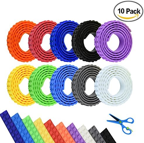Block Tape, 10 Rolls Reusable Building Block Adhesive Tape - Building Brick Base Plates for Lego Toy, Kids Toy Gift