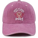 Just a Girl Who Loves Cats Dogs Horses Frogs Foxes Pigs Hat for Girls Age 3-10, Funny Adjustable Cotton Kids Baseball Cap