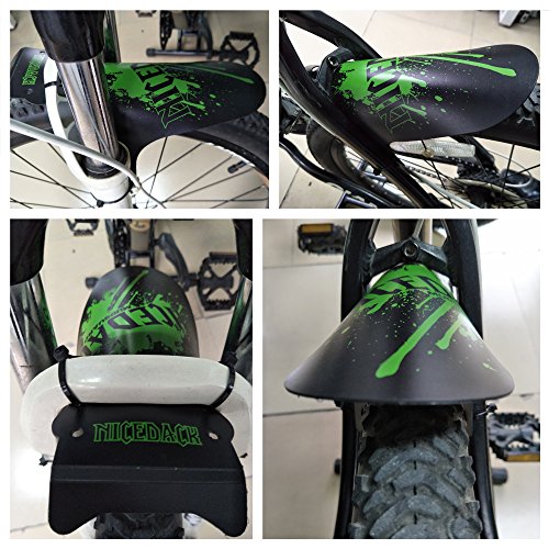 NICEDACK Mountian Bicycle Fender, MTB Mud Guard,2+1 PCS Front and Rear Bike Fender,Bike Mudguard Fits 26", 27.5", 29" Suitable for Bicycles (Fat Bike Wheel and Children Bicycle) (Green)