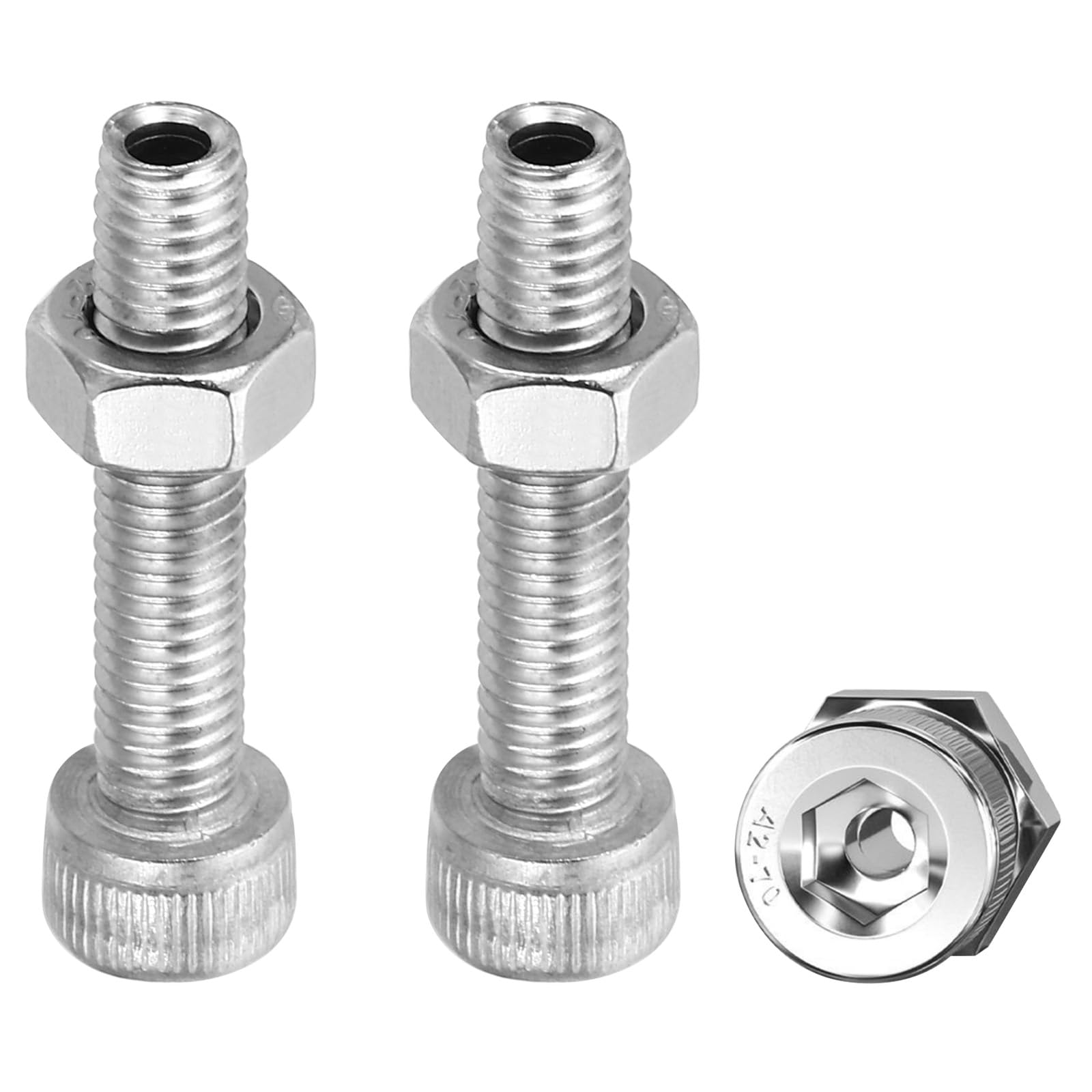 PATIKIL M6x30mm 304 Stainless Steel Hollow Bolt, 3 Set Cylindrical Hexagon Socket Screw Nut Kit Lamp Threading Screws Through Hole Fasteners