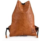 BERLINER BAGS Vintage Genuine Leather Gym Bag, Drawstring Backpack, Gym Backpack Men and Women