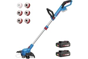 String Trimmer/Edger, Enhulk 20V 12'' Cordless Weed Wacker with Auto-Feed, 2x2.0Ah Electric Weed Eater, 2 in 1 Grass Edger for Lawns/Yard(Fast Charger Included)