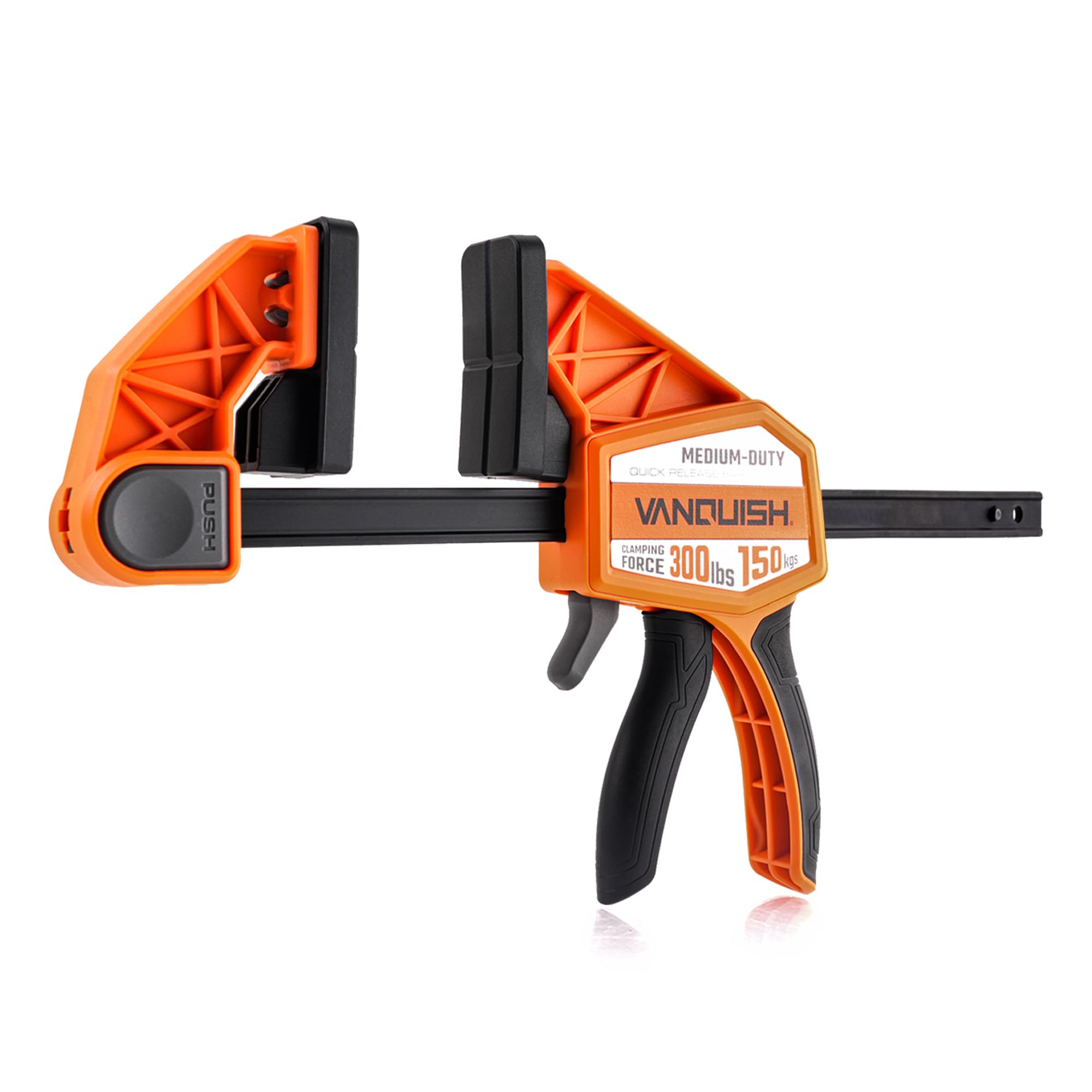 VANQUISH 6'' Quick Release Bar Clamps for Woodworking, One-Handed Clamp/Spreader, Medium Duty Wood Clamps, Quick-Change F Clamps with 300LBS Load Limit, 3611