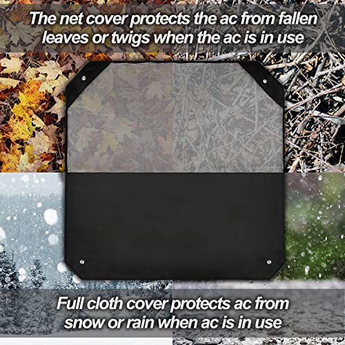 Timechee Air Conditioner Cover All Season,AC Covers for Outside Universal Center AC Unit Winter Waterproof Mesh and Heavy-Duty Tarpaulin Black 2 Pcs 36 x 36
