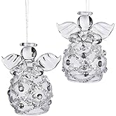 Kurt Adler Clear Glass Angel Ornament, 2.2-Inch, Set of 4