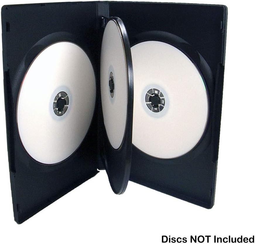 25 Pack Maxtek Standard 14mm Black Quad 4 Disc DVD Cases with Double Sided Flip Tray and Outter Clear Sleeve: Home Audio & Theater