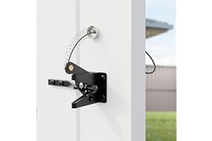 DURIGID Self Closing Fence Gate Latches with Spring Cable, Fingertip Release Gate Latch for Wooden Fence, Vinyl Door, Aluminum Gate, 1 Pack, Black