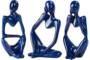 BMLCGJ Thinker Statue Gold Decor Abstract Art Sculpture, Golden Resin Collectible Figurines for Home Living Room Office Shelf Decoration,Great Gifts Ideas (Blue)