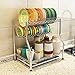 Sink Dish Drying Rack, 3-Tier Adjustable Large Dishes Rack with Removable Drain Board, Kitchen Folding Dish Rack & Plate Holder, Rustproof Stainless Steel, Sturdy Chrome Dish Drainer Organizer